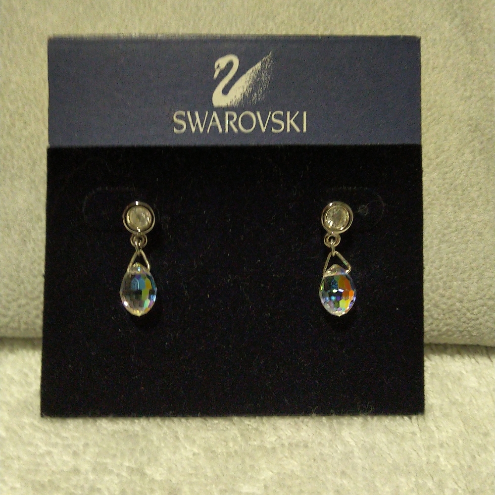 NEW Swarovski Silver and Crystal Teardrop Earrings